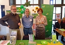 Stand der Fraktion Bündnis 90/Die Grünen mit Wolfgang Wähnelt (Vorsitzender des Kreisverbandes), Eva-Maria Schulz-Satzky (Fraktionsgeschäftsführerin) und Olaf Meister (Fraktionsvorsitzender)