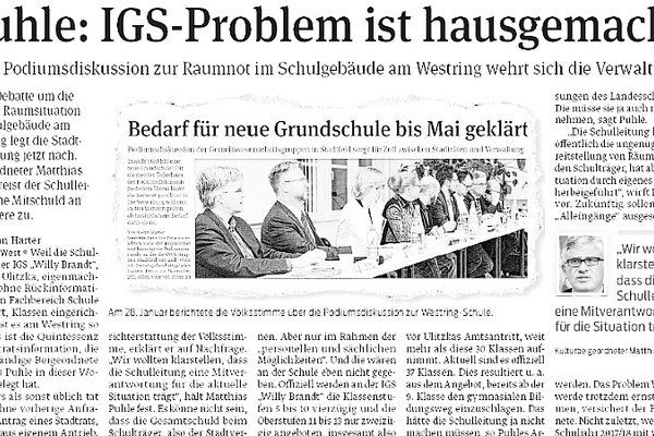 Volksstimmeartikel vom 13.02.2016: "Puhle: IGS-Problem ist hausgemacht"