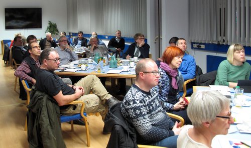 Große Runde bei der Fraktionssitzung vor Ort bei den Magdeburger Verkehrsbetrieben