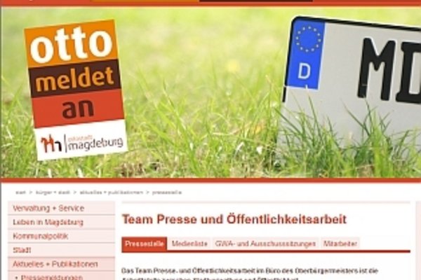 Homepage der LH MD - Pressestelle