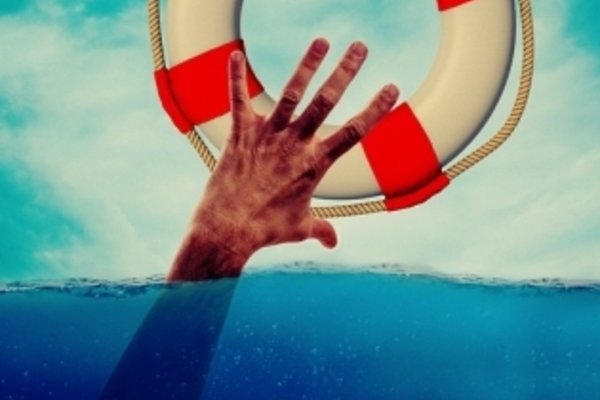 Hand mit Rettungsring