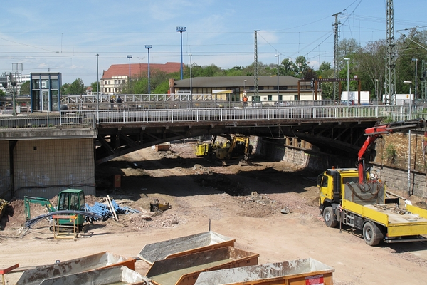 Magdeburg, Tunnelbaustelle Kölner Platz im Mai 2016